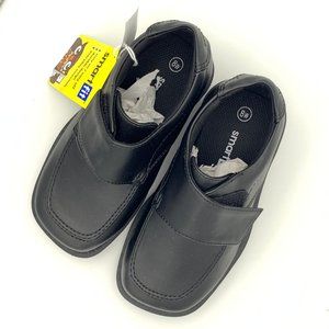 Toddler Smart Fit Velcro Black Dress Loafer (8W)